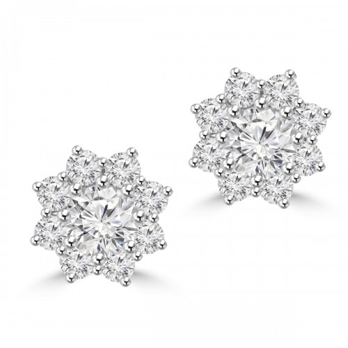 2.35 ct Round Cut Diamond Stud Earrings in Screw Back